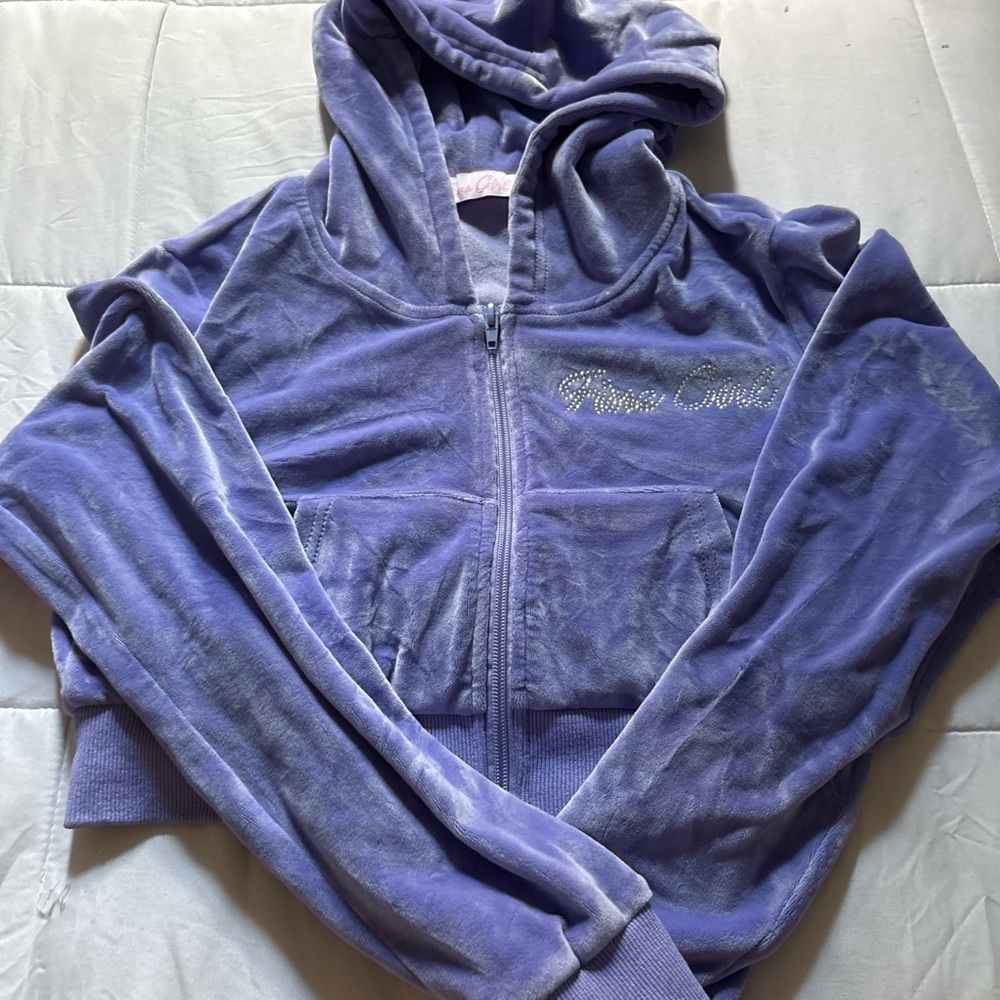 Purple Velour Zip-Up Hoodie